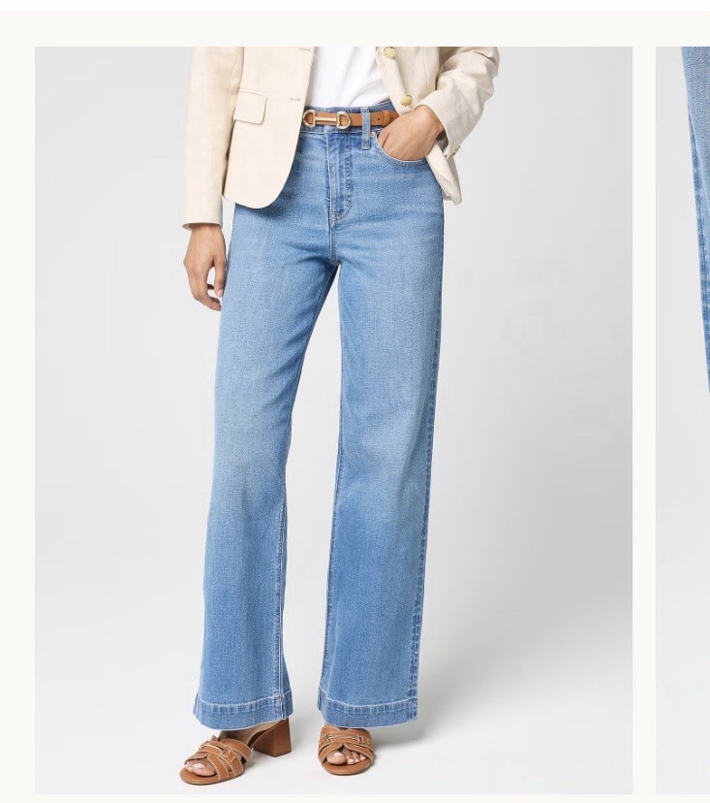 J.Crew Classic Wide Leg Jeans Size T6 Blue High Rise Stretch Denim Medium Wash